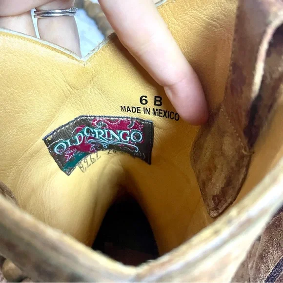 Old Gringo Cross Embroidered Distressed Leather Western Cowboy Boots Sz Womens 6 - Picture 7 of 12